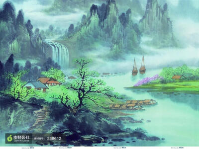 中国风水墨民族艺术风景画