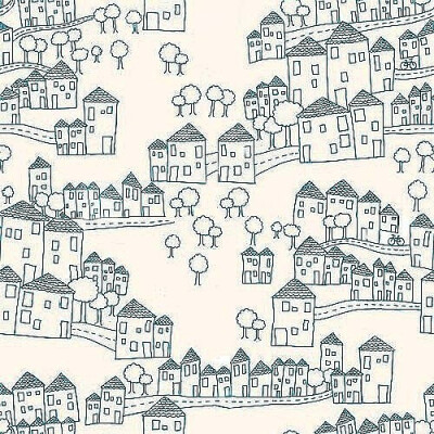 背景 素材 图 蓝色白描小房子图.
