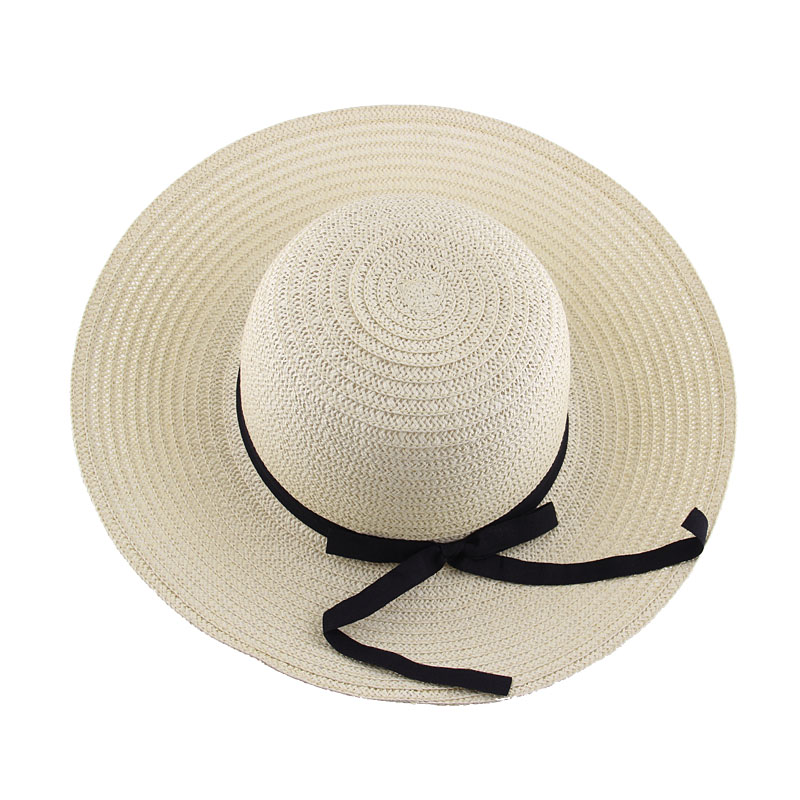 夏季防晒女士蝴蝶结帽子韩版夏天出游遮阳帽沙滩防紫外线太阳草帽