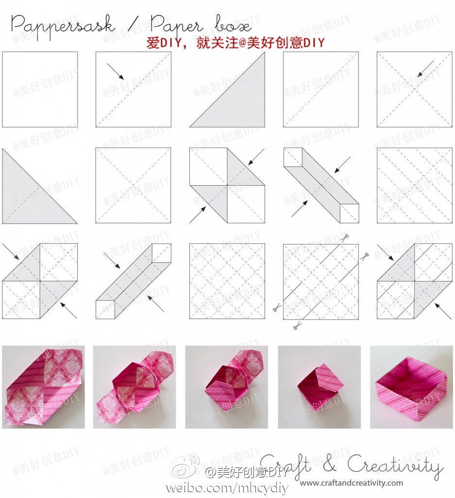 正方形纸的折法盒子图片