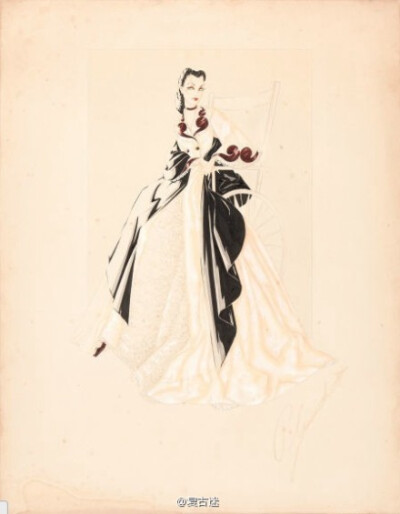 1939年电影经典《乱世佳人》的服装设计图