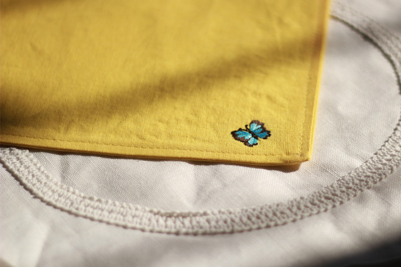 亚麻手帕——蝶