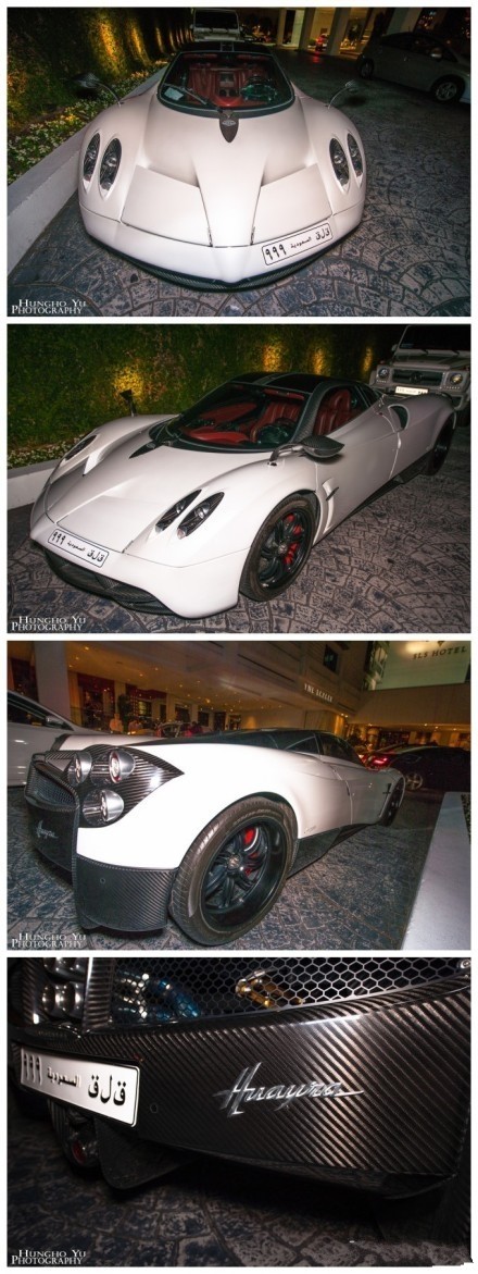 洛杉矶实拍白色风神,沙特车牌的帕加尼huayra.