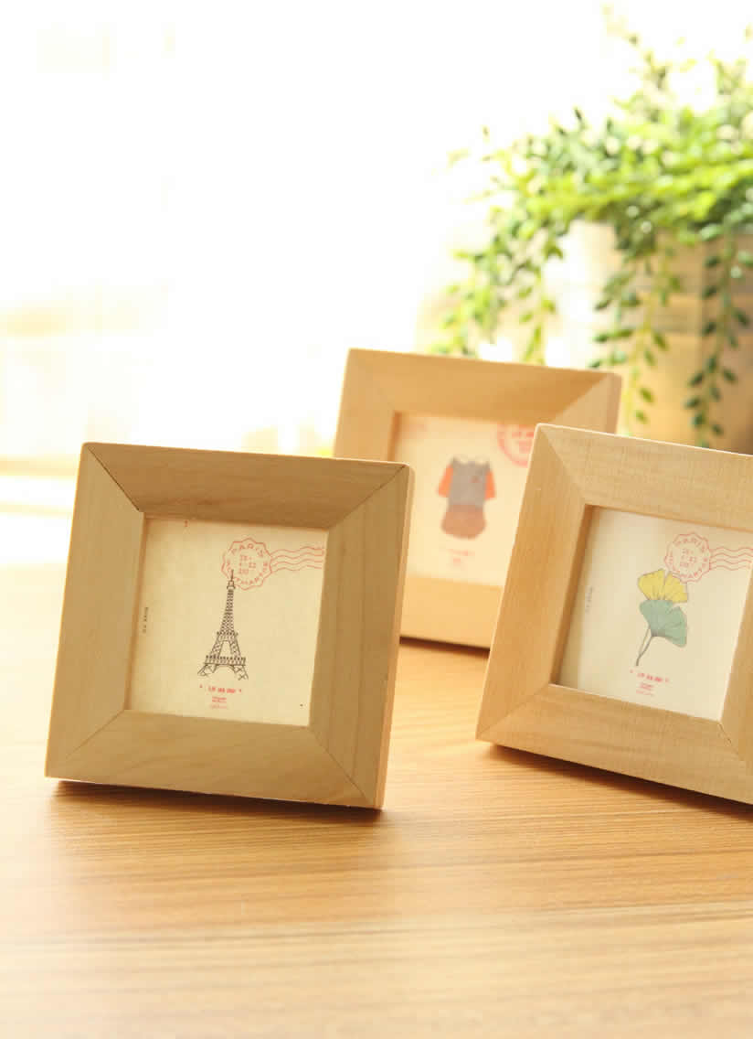 49包邮简约木可方形原木木质小相框无印良品风格zakka4款选
