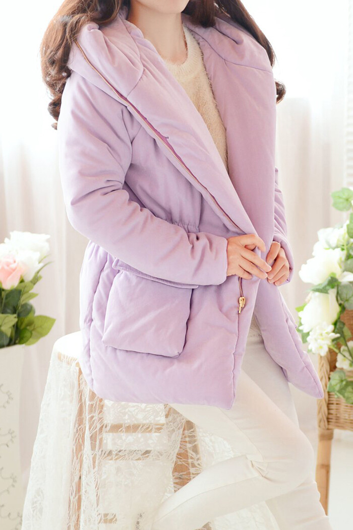 甜美韩国百搭白色棉衣 女中长款 冬面包服修身小棉袄加厚棉服外套