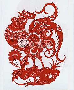 汉坤剪纸十二生肖剪纸鸡