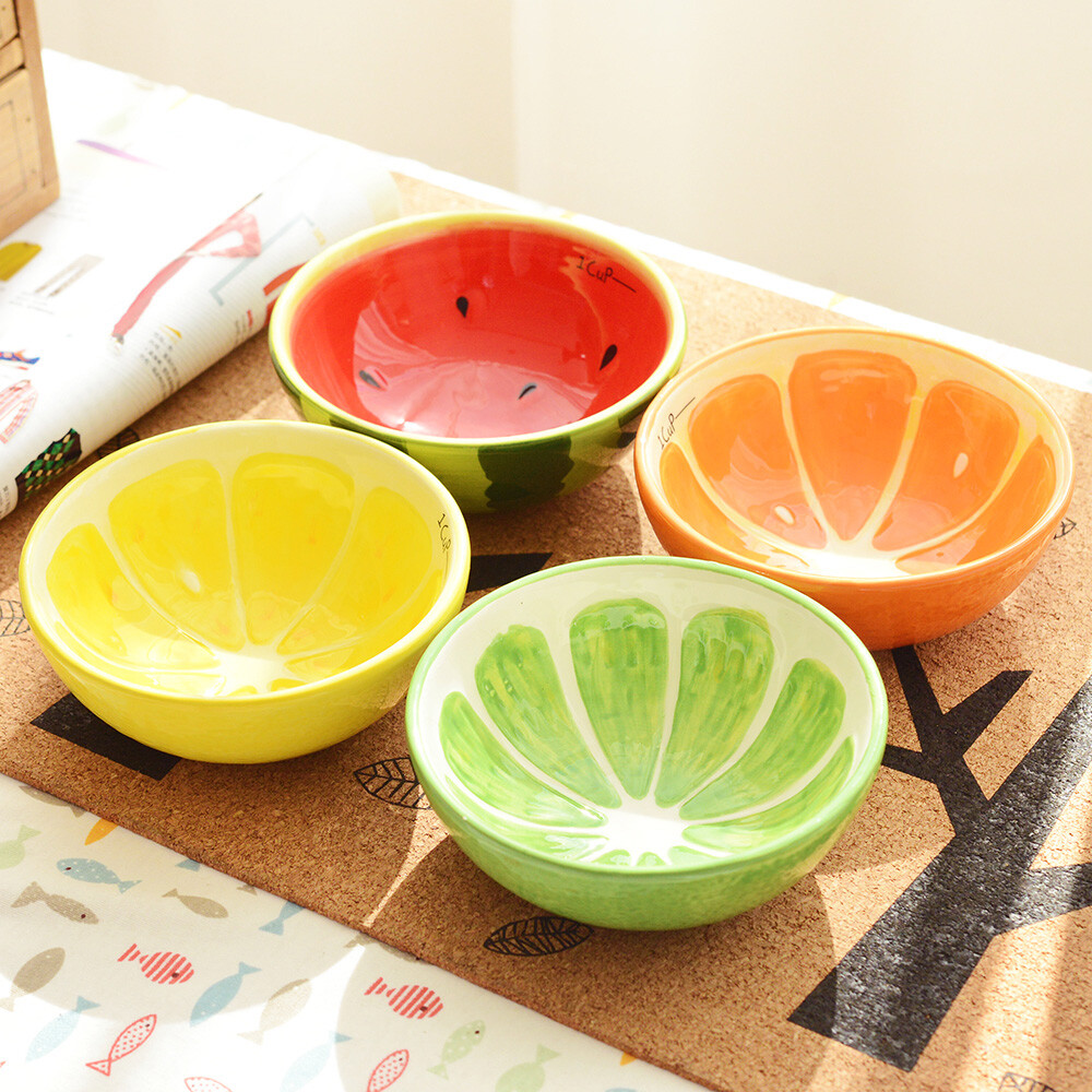 三年二班可爱釉中彩色水果陶瓷米饭碗减肥碗日式创意餐具甜品碗