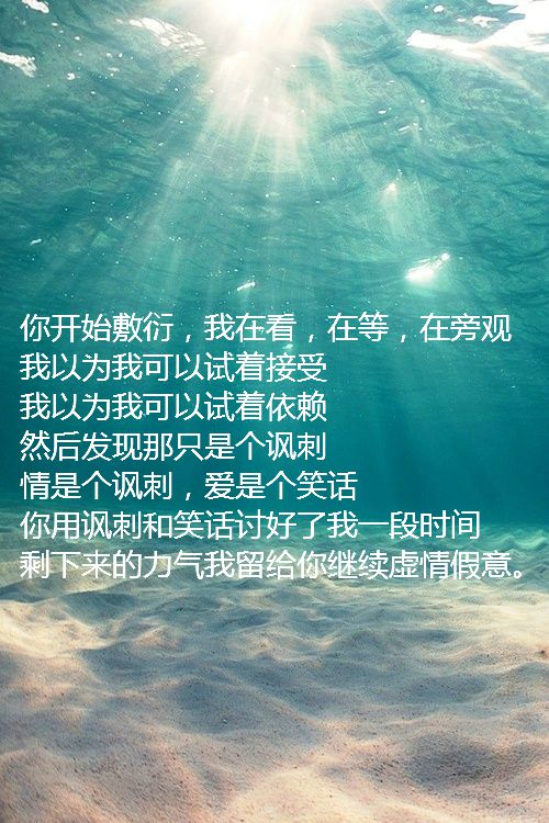 你用讽刺和笑话讨好了我一段时间 剩下来的力气我留给你继续虚情假意