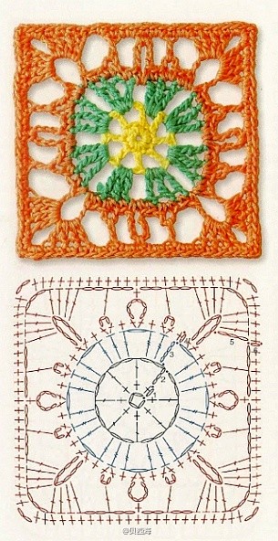 【贝西海の分享】#钩针 花片 杯垫 图解 分享#方形花片&amp;杯垫