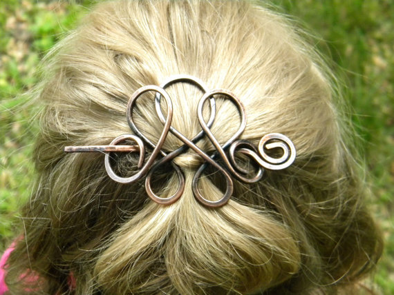 copper hair clip, hair slide, hair stick, unique accessories