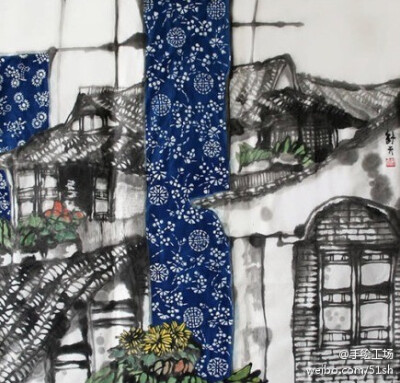史载宋元之际江南桐乡蓝印花布极为繁荣,形成了:织机遍地,染坊连街,河