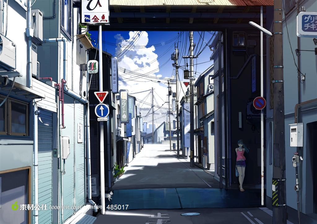 日本动漫风格小巷图片下载,现在加入素材公… 