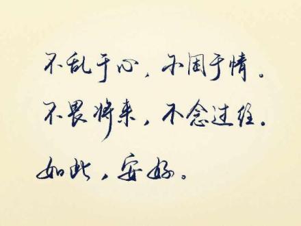 不乱于心,不困于情.不畏将来,不念过往.如此,安好.