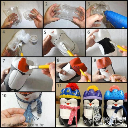 【儿童手工】教你用可乐塑料瓶diy q版小企鹅