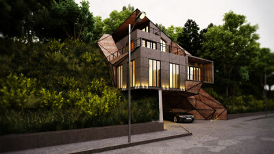 这是由格鲁吉亚设计师leqso tsiskarishvili完成的独立住宅设计.