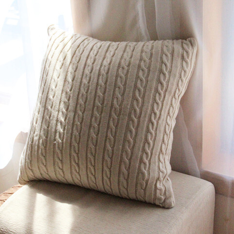 复古怀旧宜家风毛线麻花针织抱枕套办公室靠垫套汽车腰靠不含芯