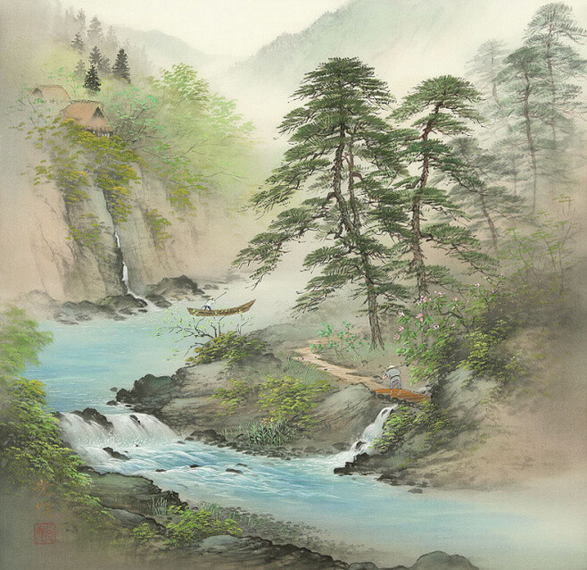 明月松间照,清泉石上流. 竹喧归浣女,莲动下渔舟.