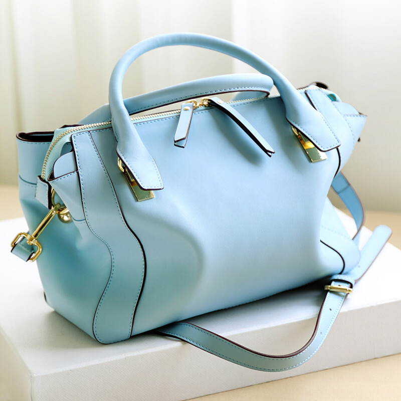 韩国杂志款马卡龙糖果色百搭ol通勤真皮女士包手提包简约单肩包