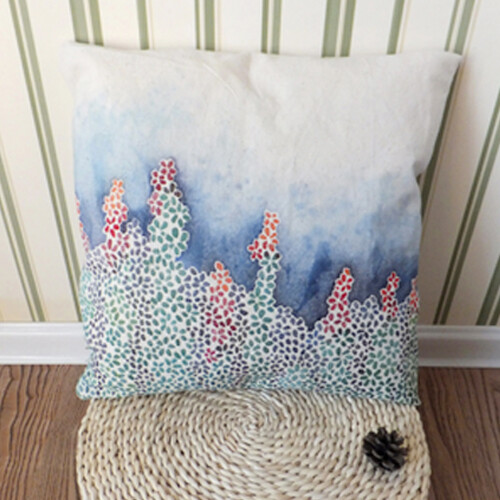 手工绘制的抱枕唯美清新