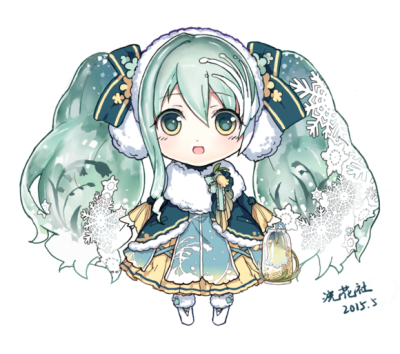 p站 二次元 插画 手绘 头像 初音未来 雪初音 2015 0 419 夏沫