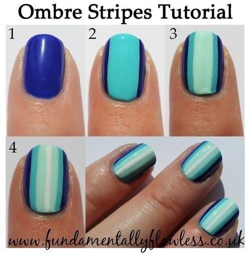 ombre stripes nail art tutorial 