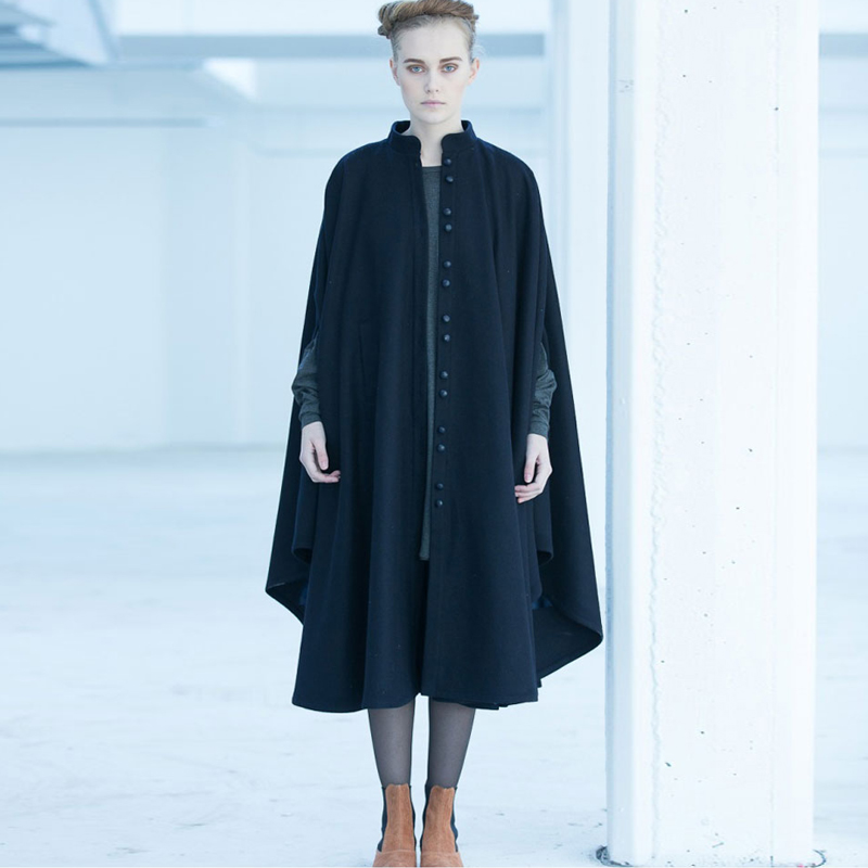 羊绒披风大衣14原创设计男女式蝙蝠袖宽松超长斗篷羊毛呢外套