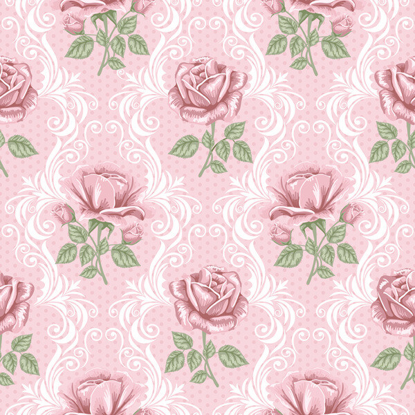 矢量蔷薇平铺花纹背景素材