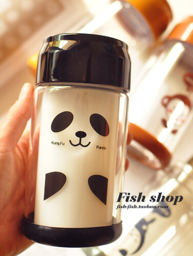 可爱熊猫双层玻璃随身杯180ml