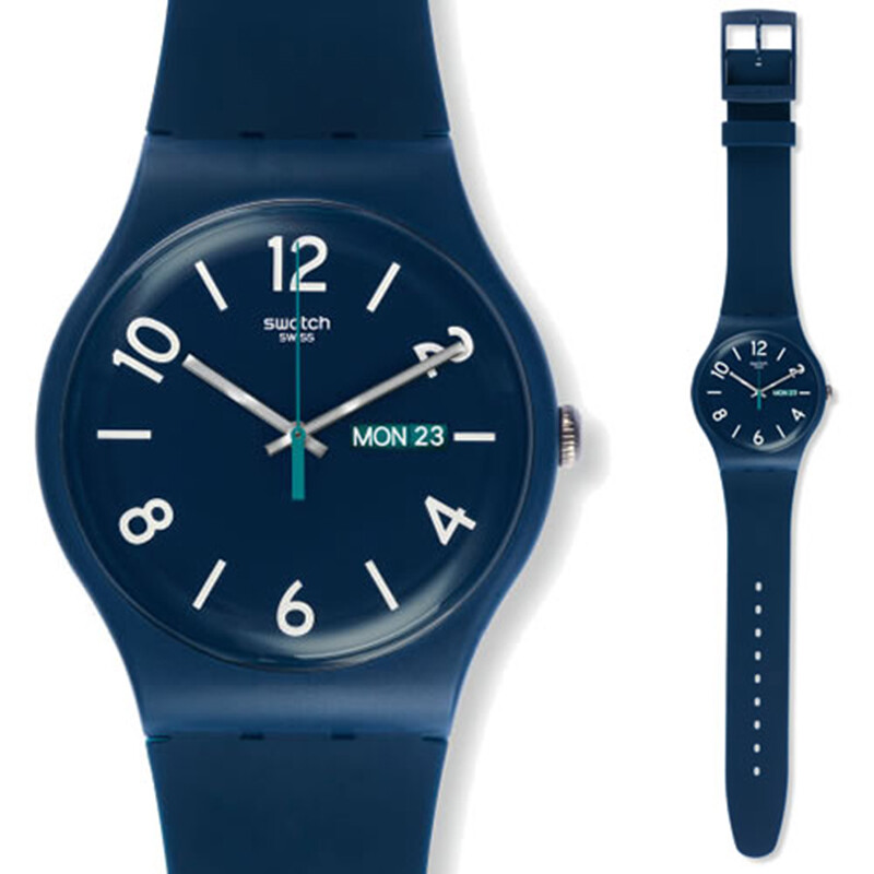 斯沃琪swatch手表经典炫彩 蓝色后盾 suon705
