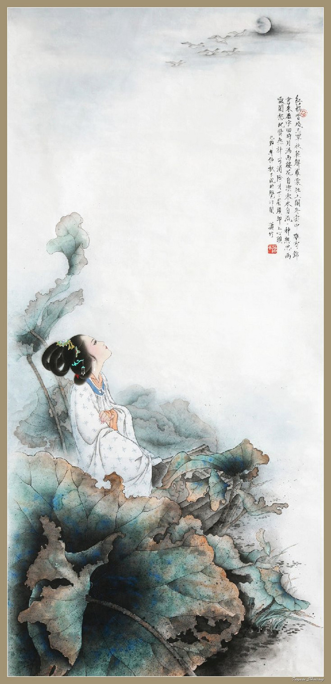 现代主义〔古典唯美〕中国女画家工笔仕女图 女画家:陈彦娥 笔名:潇竹