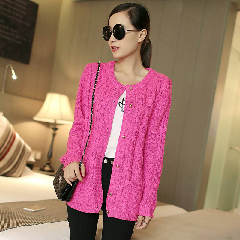 早秋新款女装针织衫中长款宽松时尚休闲加厚毛衣开衫外套毛线