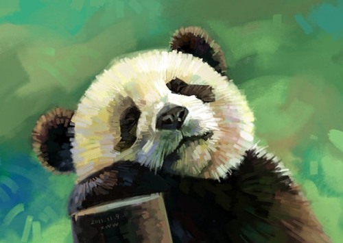 一组熊猫君友情出镜的唯美插画图片,希望大家会喜欢喔.萌萌哒