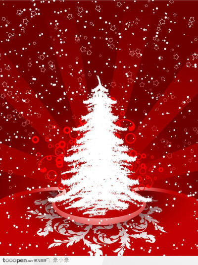 红色精美圣诞树矢量素材