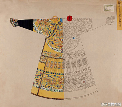 命题,由内务府或如意馆画师绘制重彩工笔小样,交总管太监呈皇帝御览