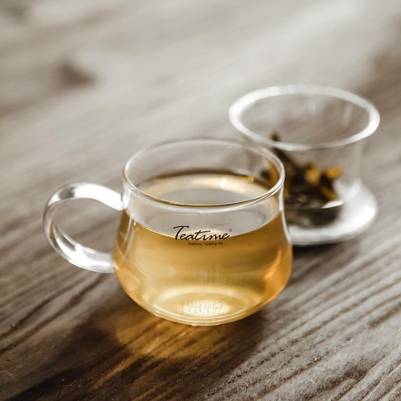 teatime艾比三件杯带盖过滤茶隔内胆玻璃茶具茶水杯女士生日礼物