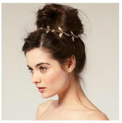 fun新娘新款复古发饰希腊女神和平天使橄榄枝金色树叶 发带 发箍