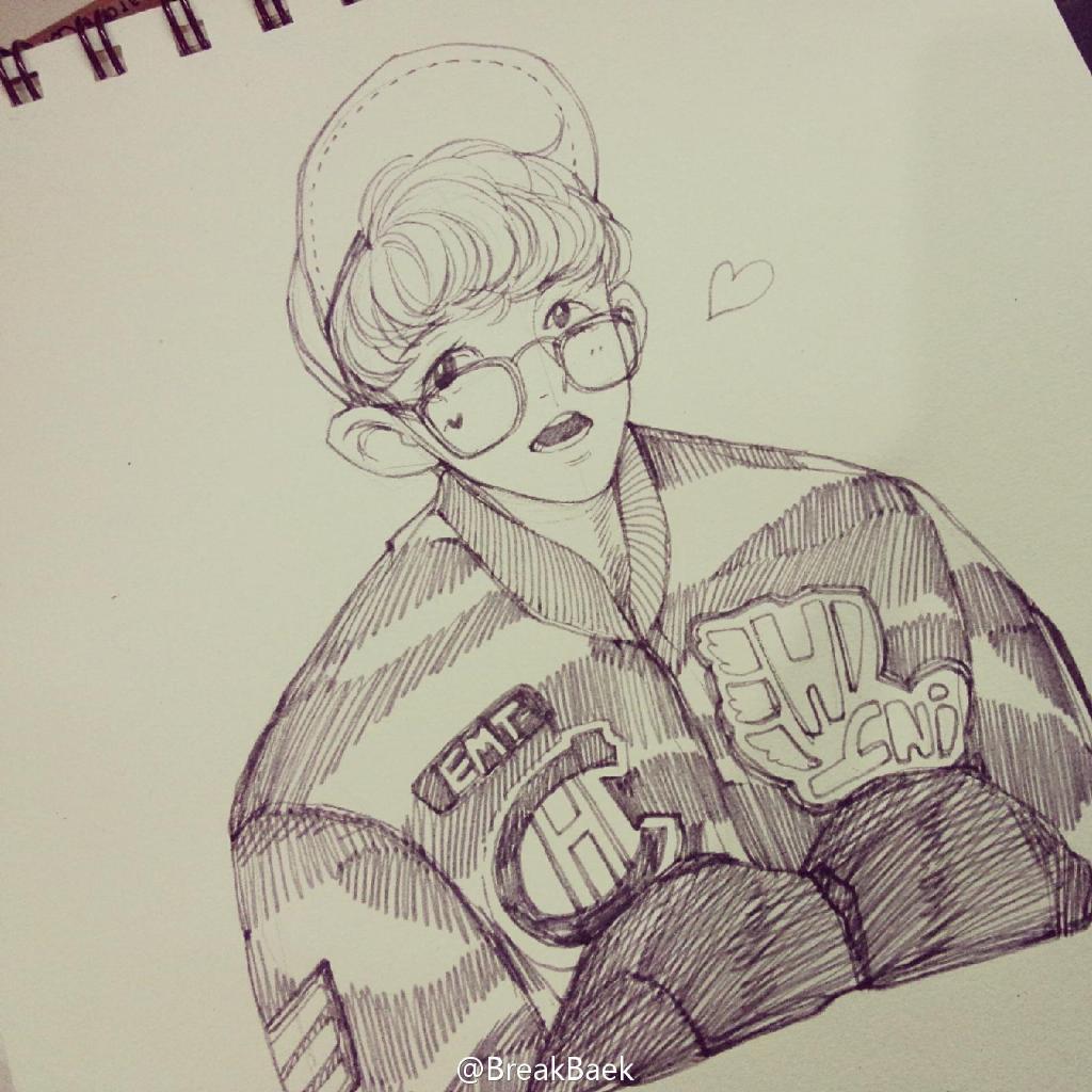 exo伯贤手绘插画壁纸cr breakbaek