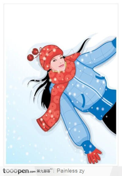 雪地里的羽绒服女生插画素材