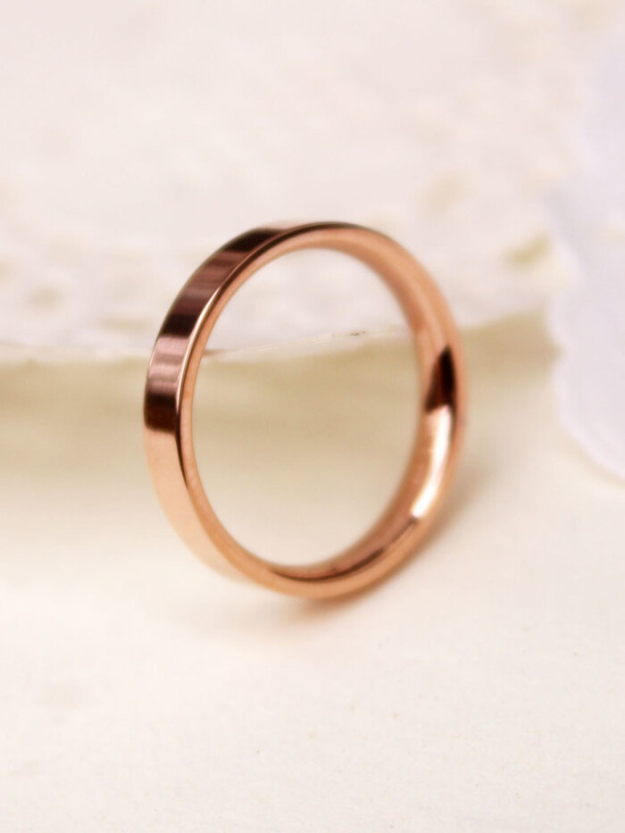 简约光面玫瑰金戒指