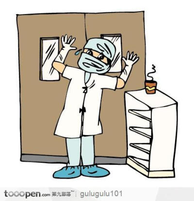 手术室门口的医生插画素材