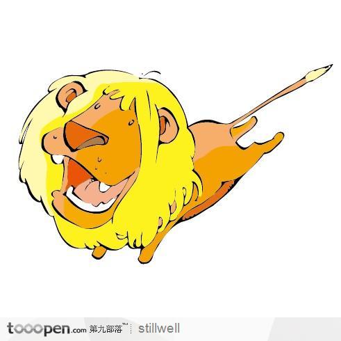 奔跑的金毛狮子插画素材