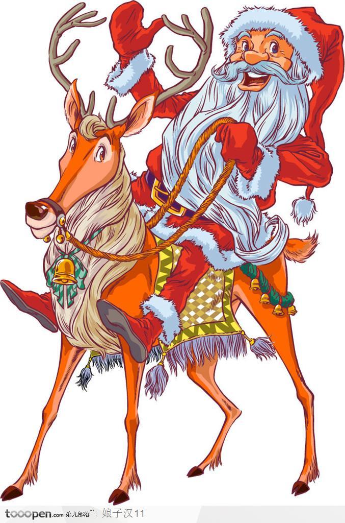 圣诞元素之骑着他的驯鹿的圣诞老人
