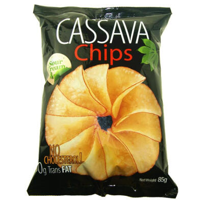 印尼进口薯片膨化食品 maxi梅西cassava木薯切片脆片 酸奶味85g