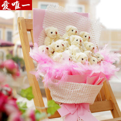 小熊卡通花束泰迪熊玩偶娃娃花公仔花束熊仔花手捧花生日礼物花束
