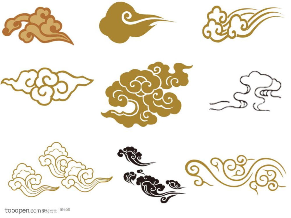 云纹元素中国风龙纹图案传统元素psd素材