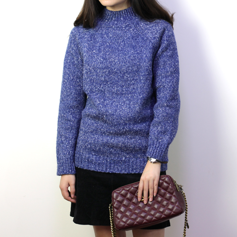 韩国秋冬装新款小高领文艺复古长袖套头宽松杂色棒针毛衣女