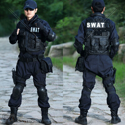 swat 美国特警 黑色全套装备10件套 cosplay服装