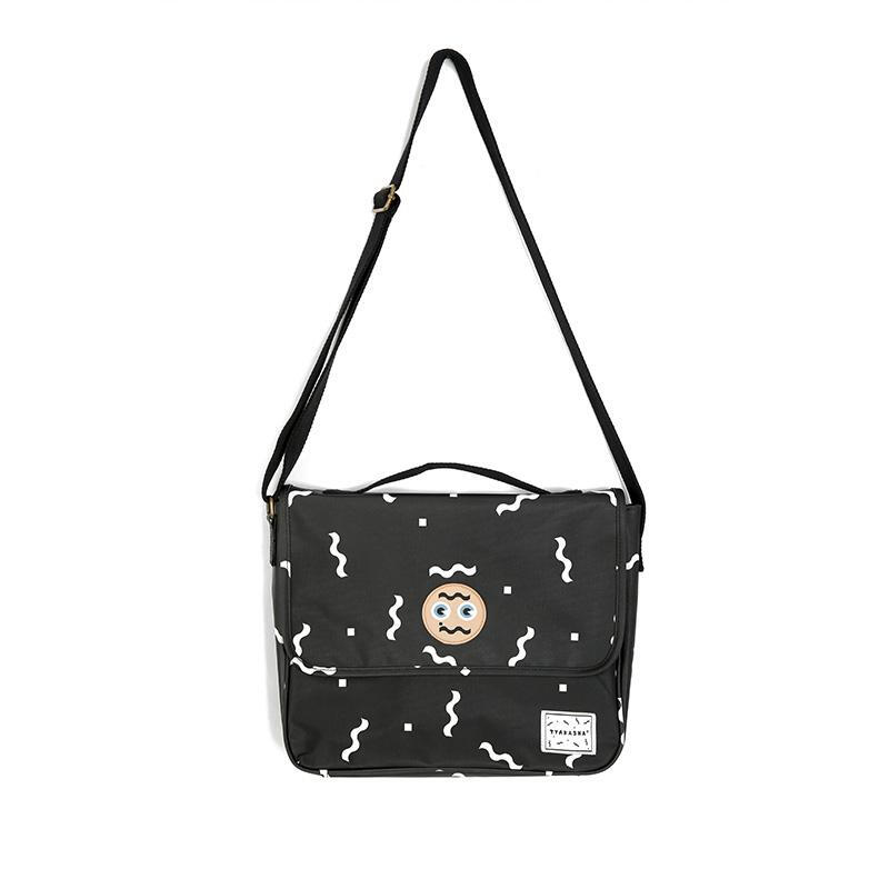 tyskasha塔卡沙黑底白几何两用带内胆斜挎包
