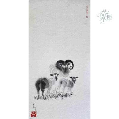 国画三羊开泰 禅意生肖羊#书画生肖羊 器世界国画青年艺术家作者简介