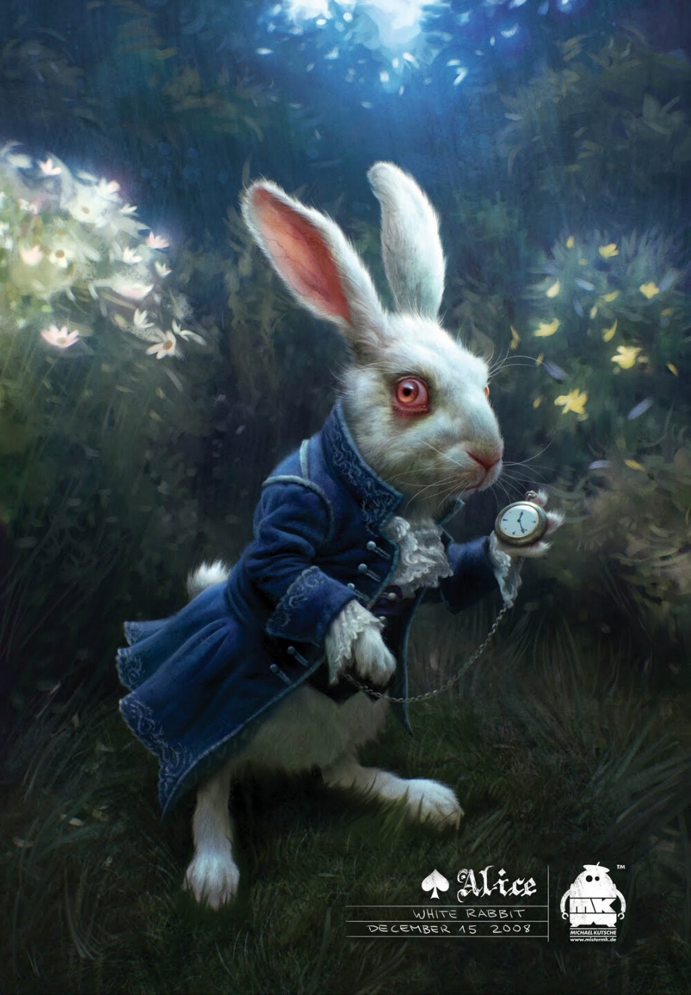 爱丽丝梦游仙境 的剧照 兔子先生蓝色天鹅绒外套,绣花,蕾丝边